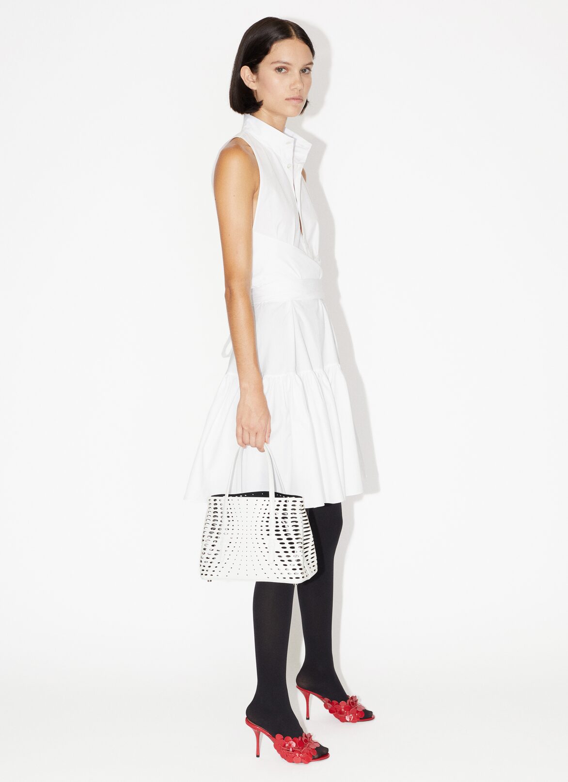 Buttoned dress in cotton ALAÏA WHITE BUTTONED DRESS IN COTTON